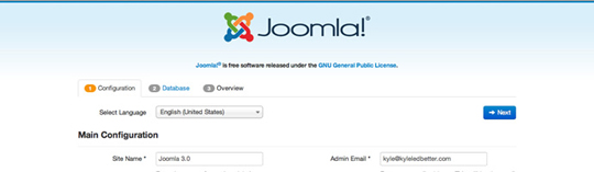 установка Joomla 3.0